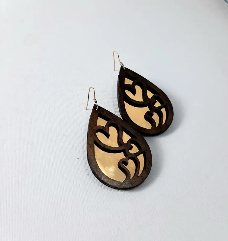 گوشواره چوبی طرح قلب
