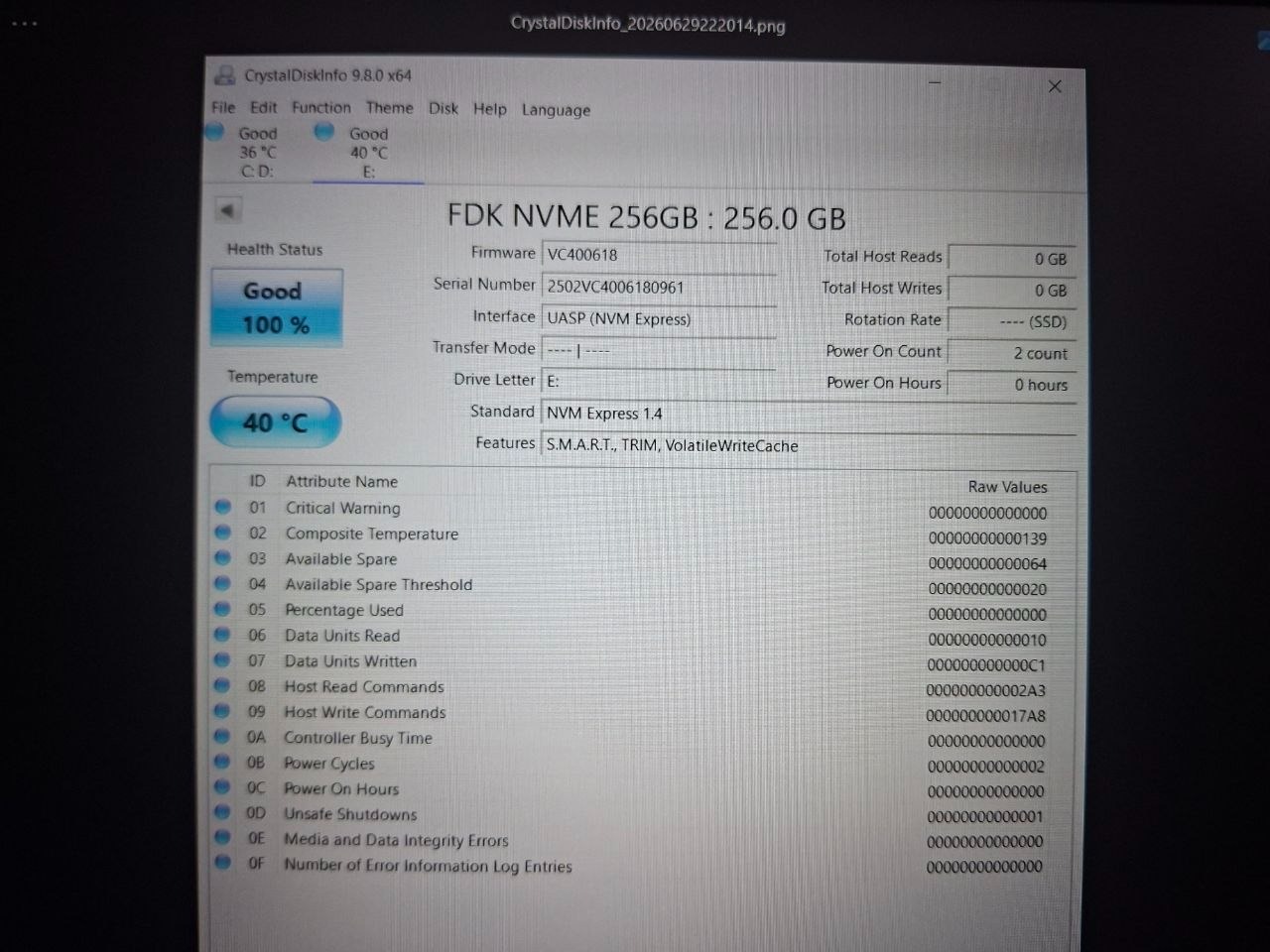 SSD اینترنال فدک S6 M.2 2280 NVMe ظرفیت 256GB