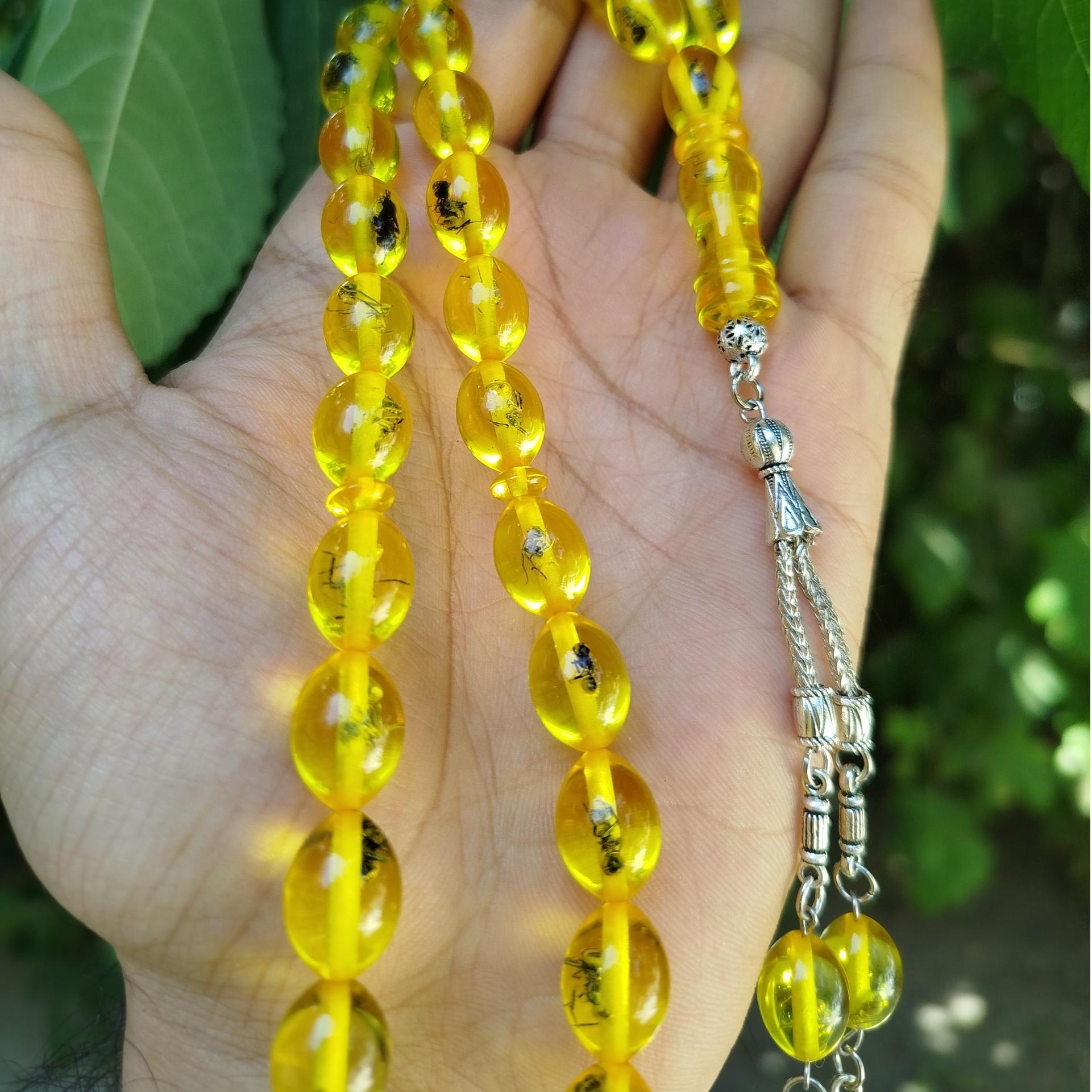 تسبیح کهربا مورچه دار کهربا دار