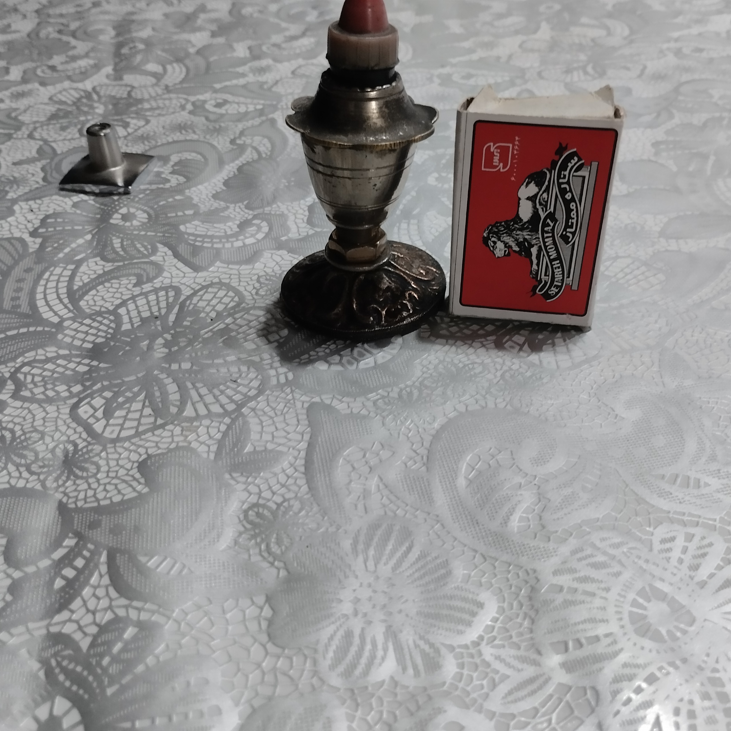 سورمه دان قدیمی سنگین برنزی رضا شاهی طبق عکس