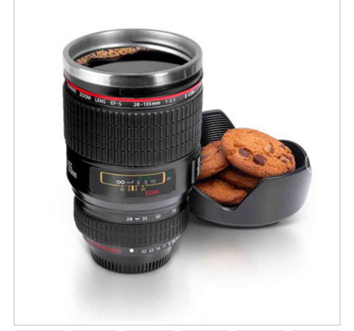 لیوان با طرح لنز دوربین عکاسی