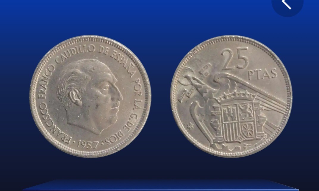سکه 25 پتس اسپانیا (1957 ژنرال فرانکو)