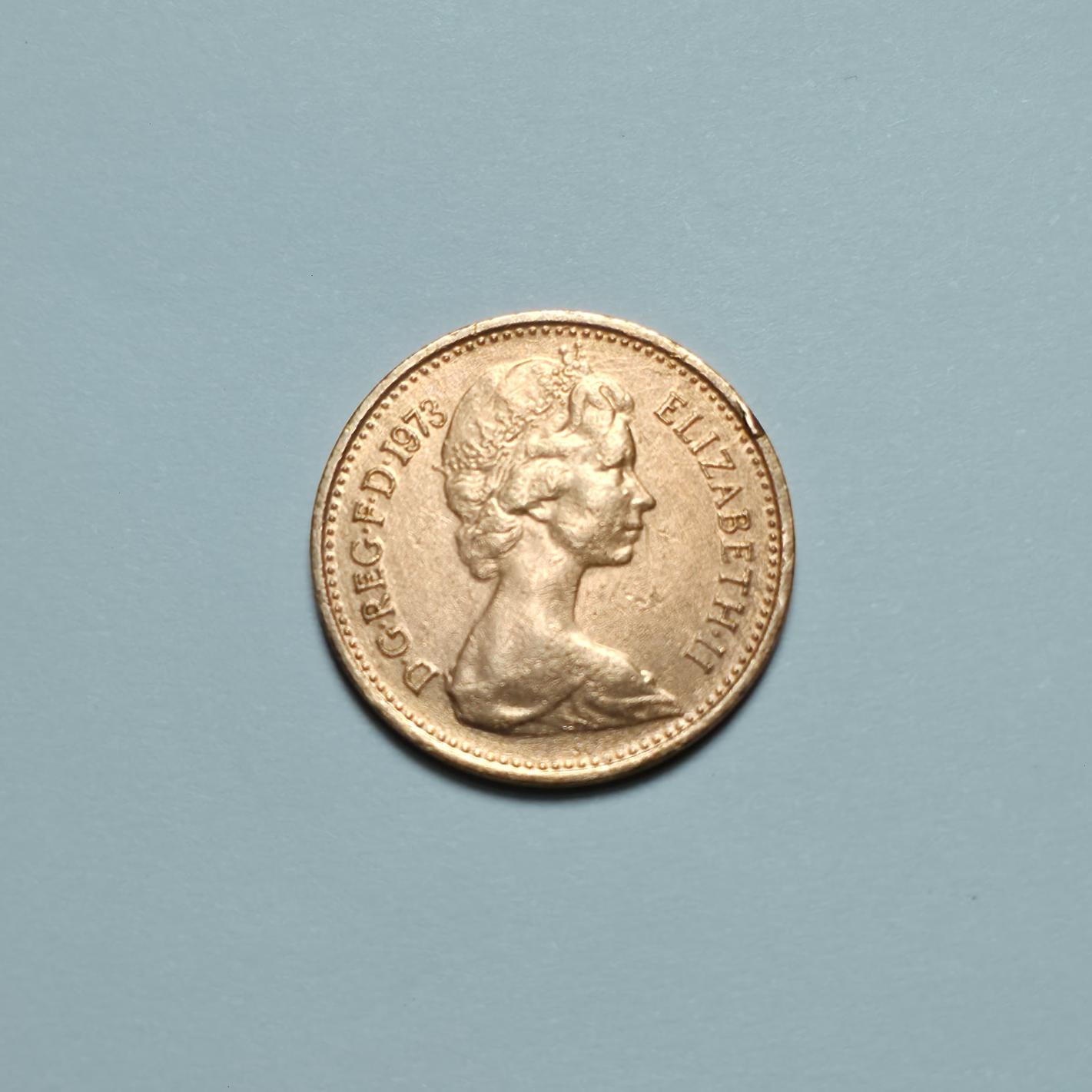 1/2 پنی مسی انگلیس تصویر ملکه جوان بانکی نایاب