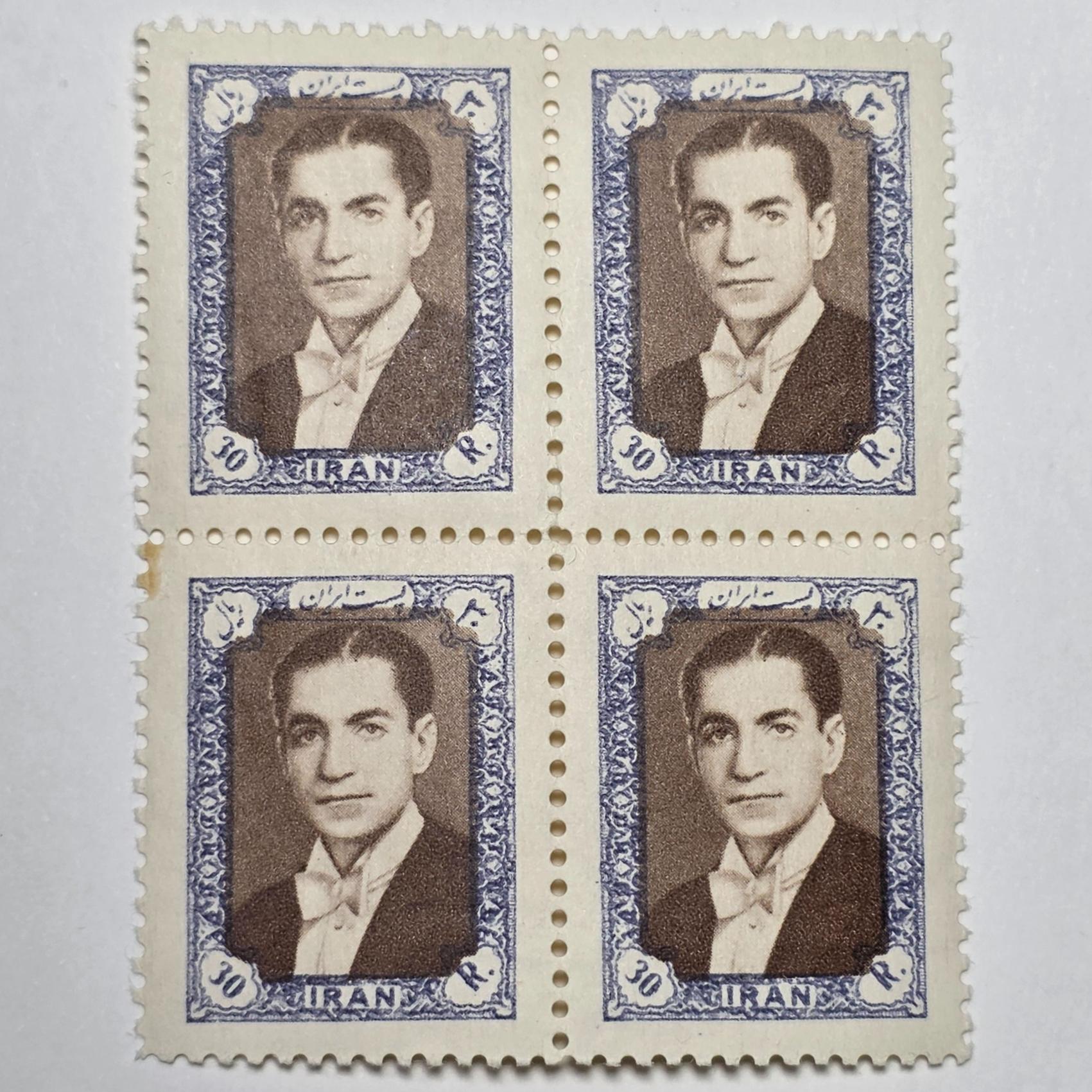 بلوک 30 ریال پستی هشتم بی شارنیه کتاب 15/000/000