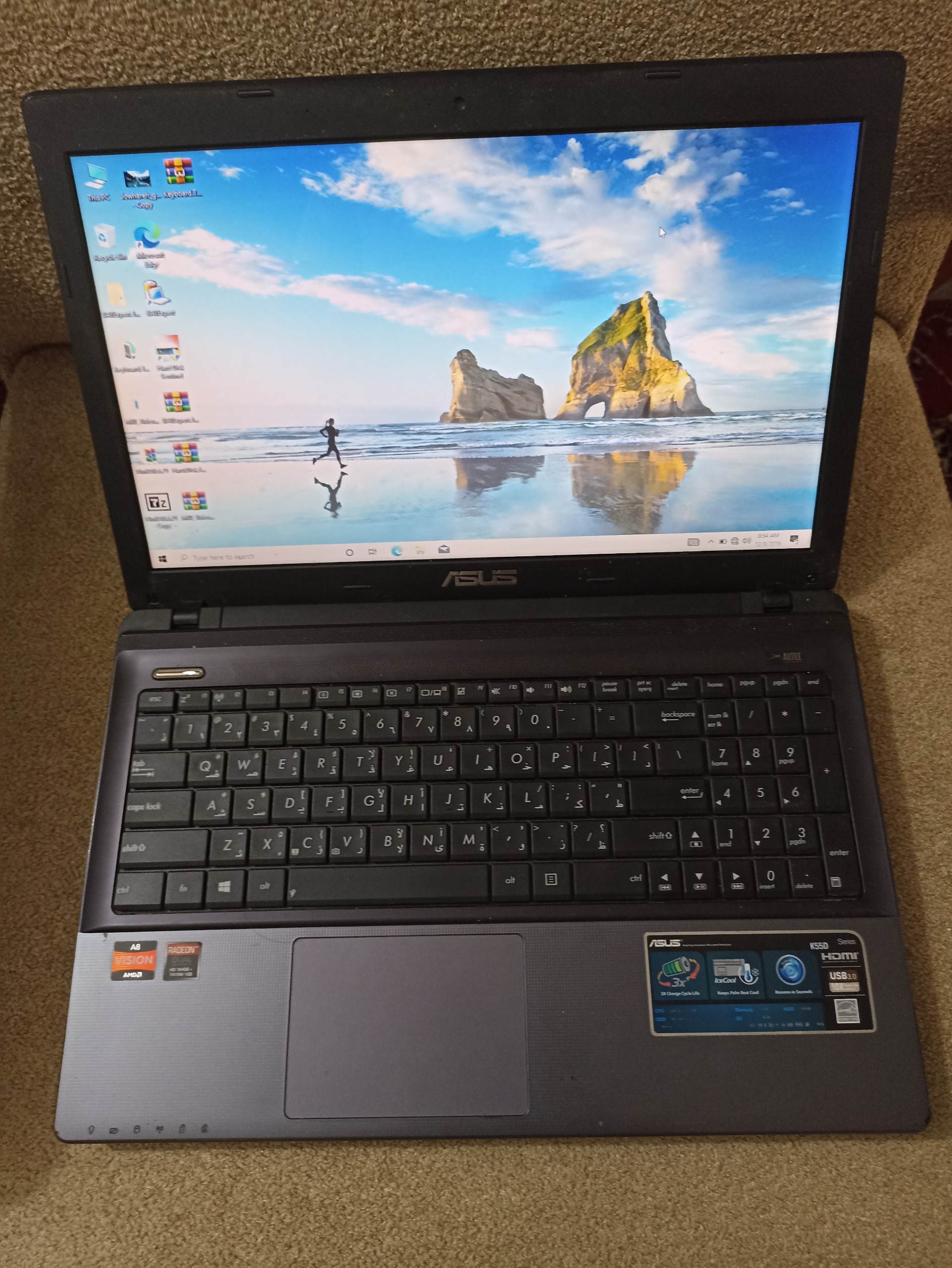 Asus k55 باتری سالم آداپتور اصلی