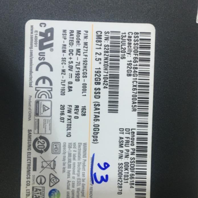 هارد SSD 192GB سامسونگ استوک