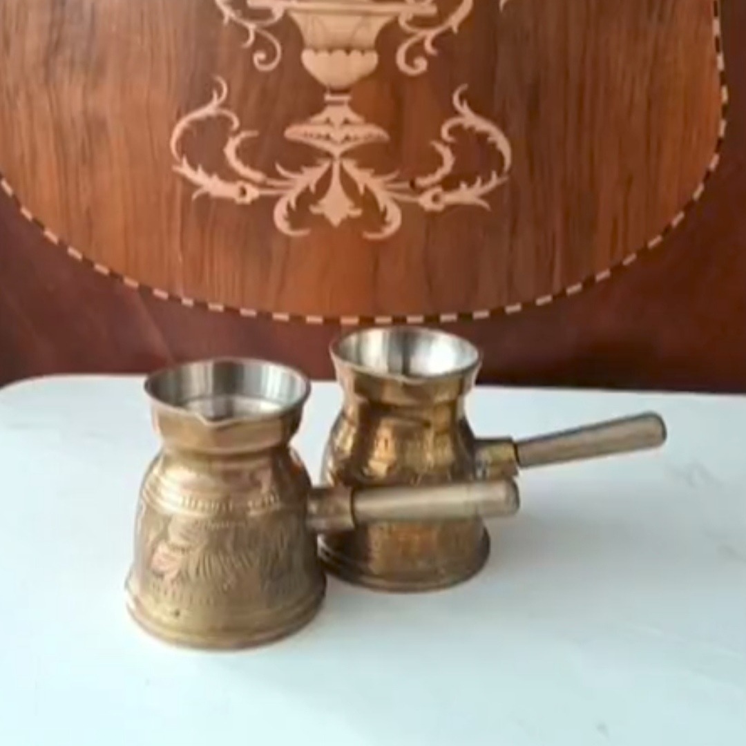 دوعدد قهوه جوش برنجی قدیمی