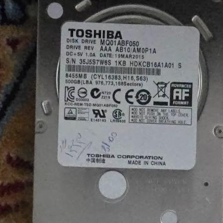 هارد توشیبا 2.5 اینچی لپ تاپی 500GB سلامت 100