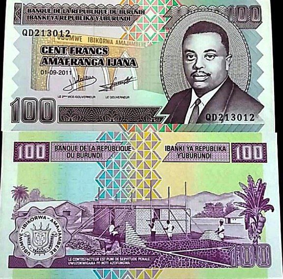 تک بانکی 100 فرانک بروندی سال 2011