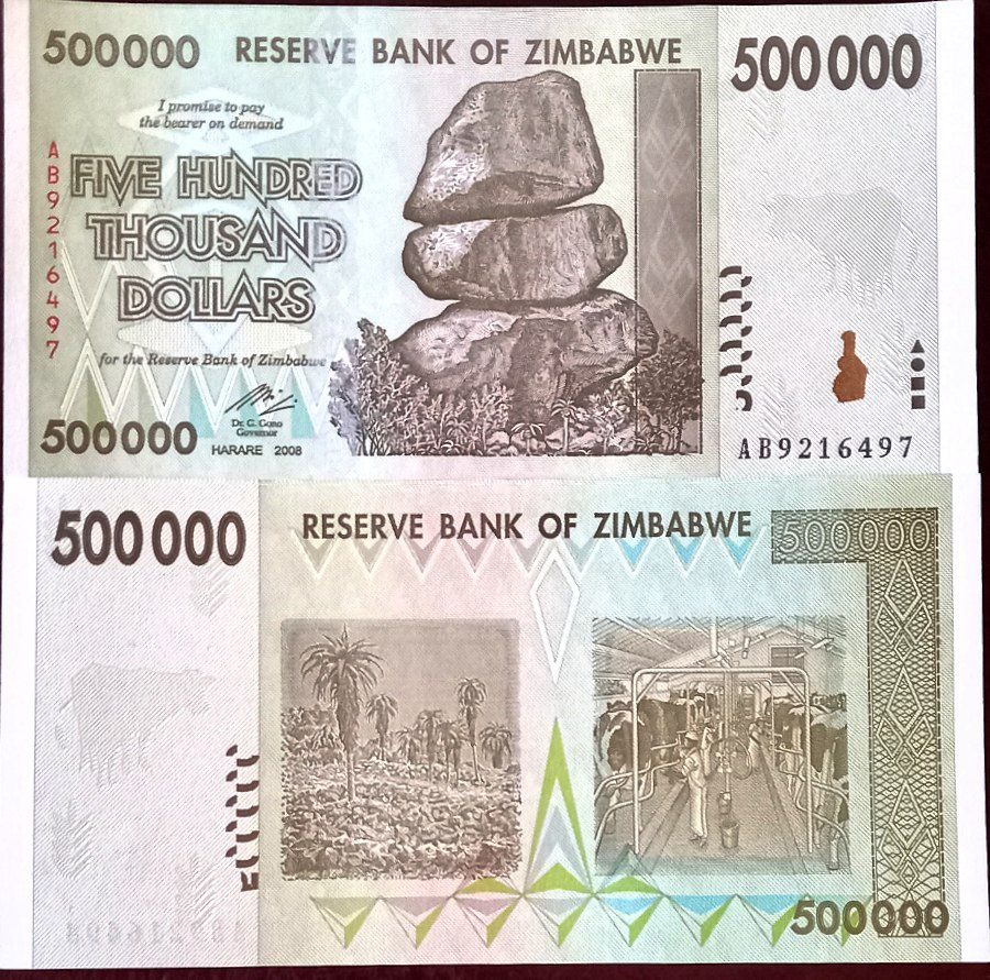 جفت بانکی 500 هزار دلار زیمباوه سال 2008
