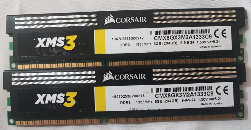 رم Ram 2×4G DDR3 1333 Corsair