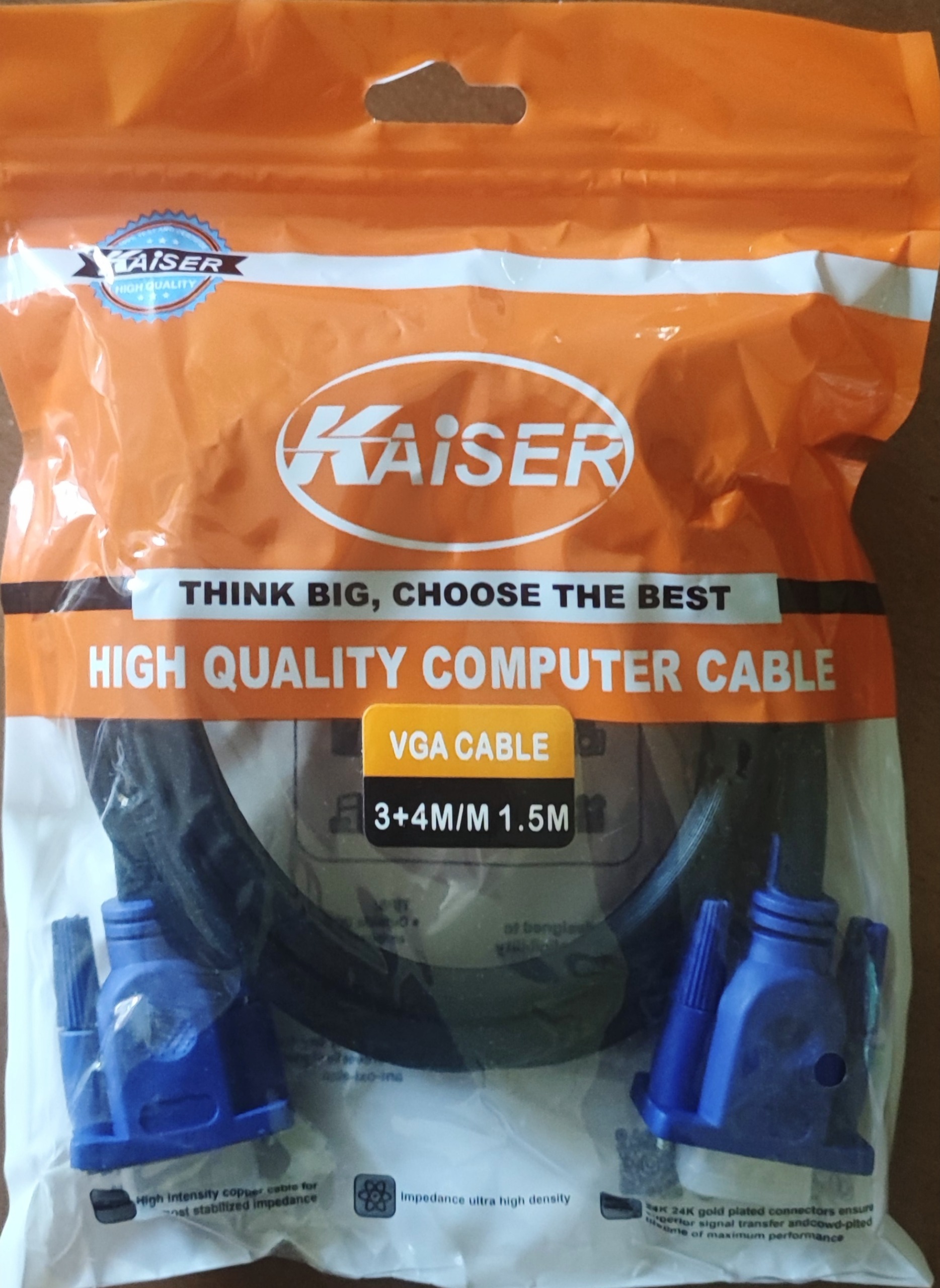 کابل VGA Kaiser 36 M/M 1.5 m با کیفیت خوب