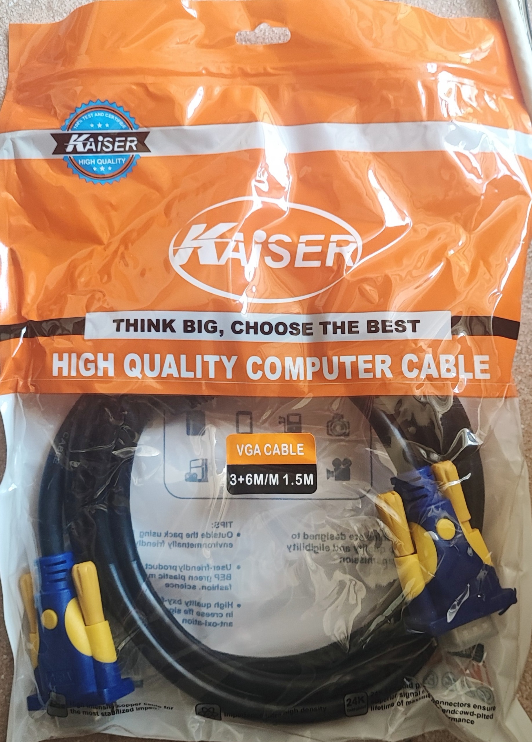 کابل VGA Kaiser 36 M/M 1.5 m با کیفیت عالی