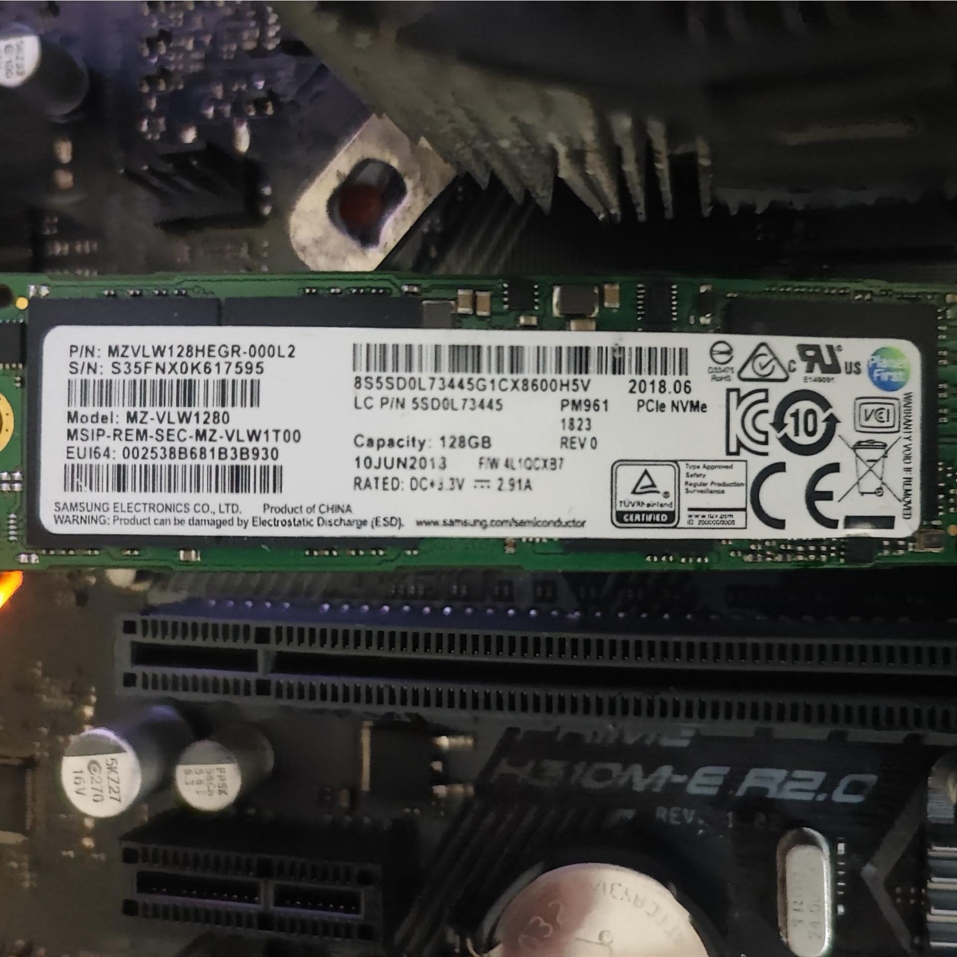SSD m2 128G SumSung Nvme سلامت 96درصد