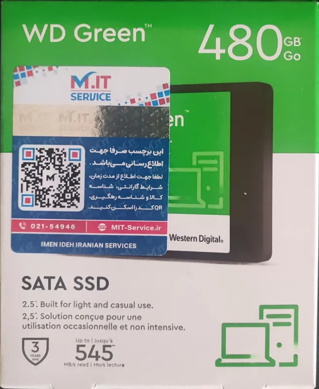 Ssd وسترن دیجیتال مدل WD Green ظرفیت 480 گیگابایت