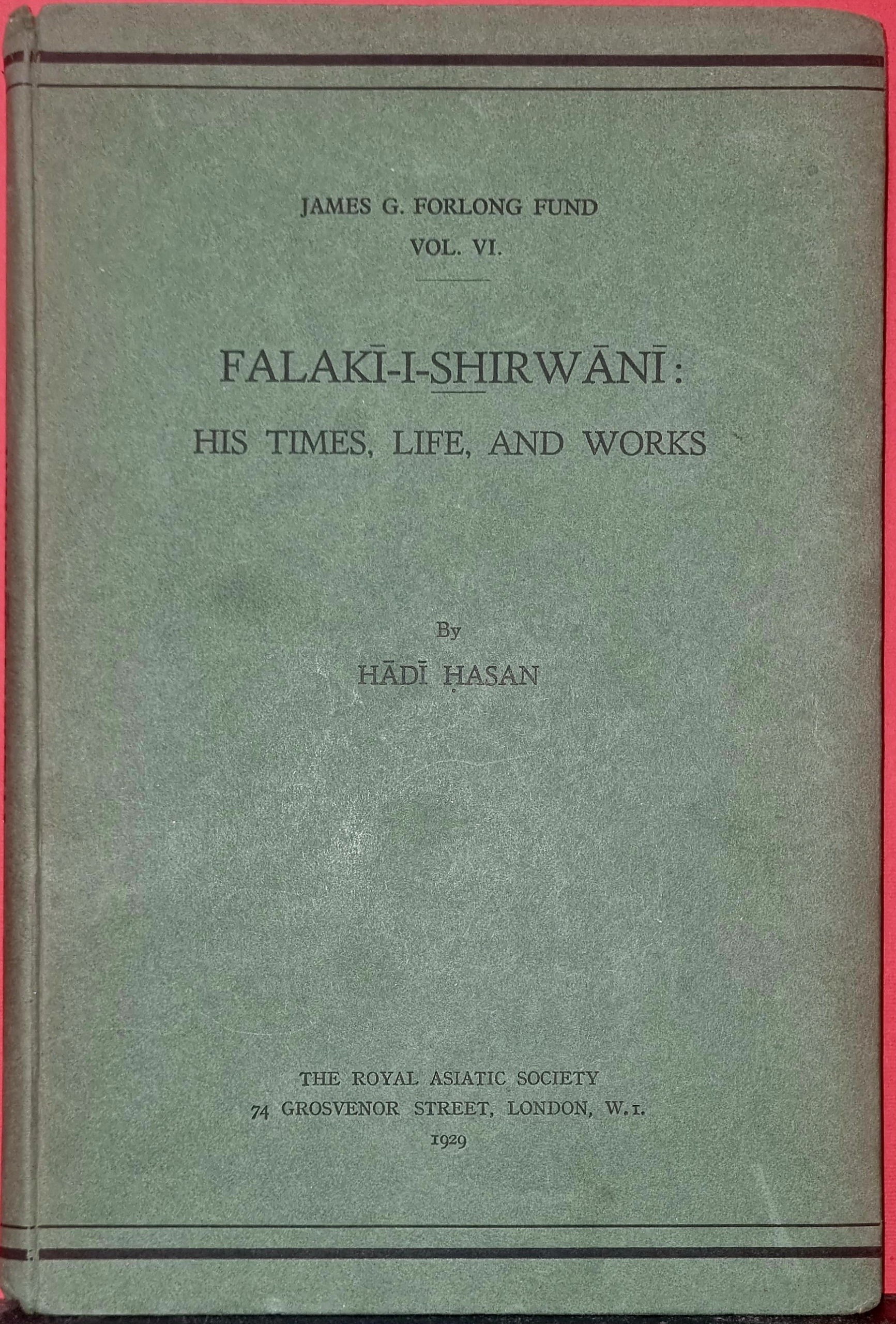 Falaki Shirwani Royal Asiatic Society 1929