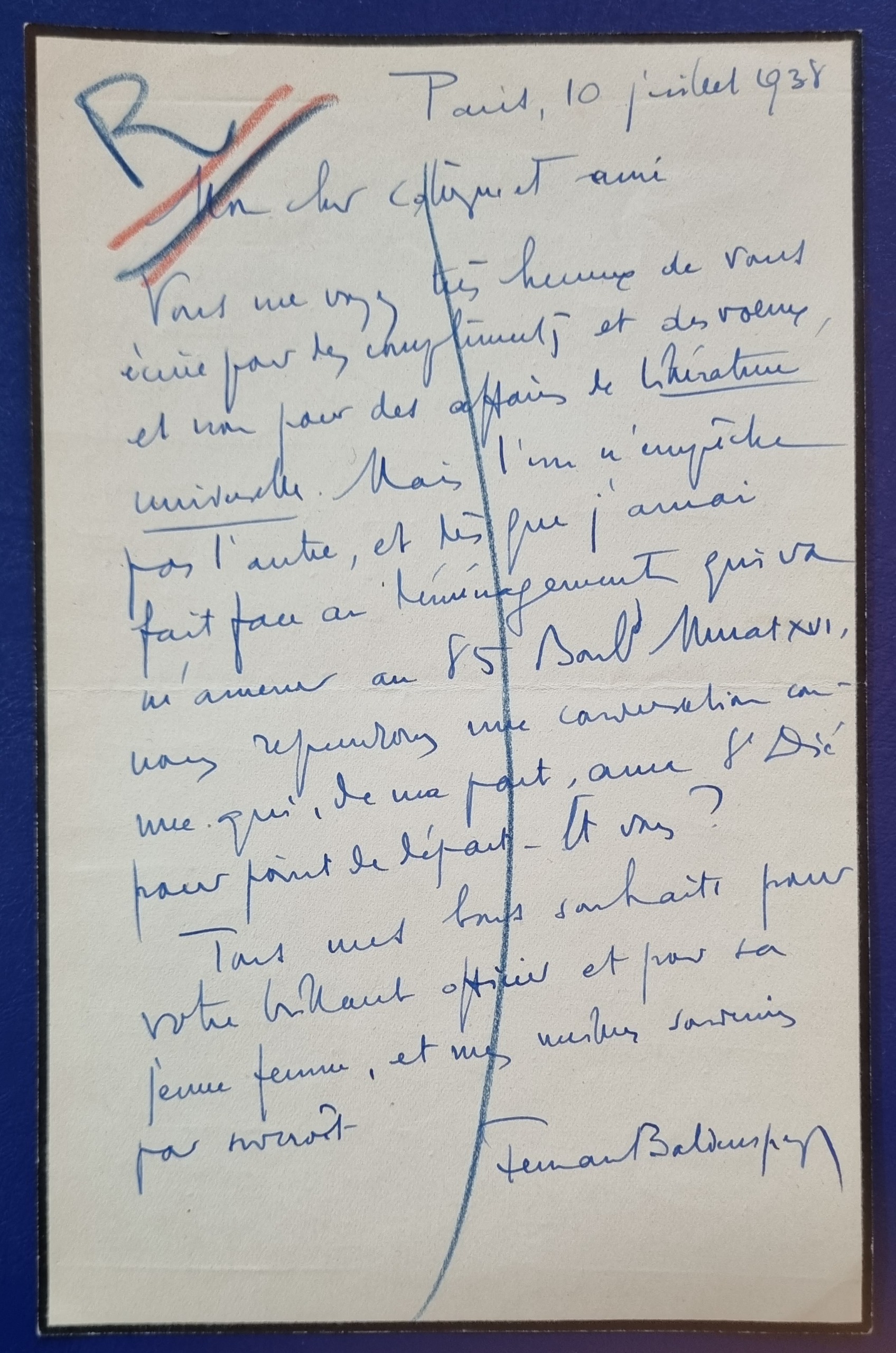 دستخط Fernand Baldensperger مشاهیر فرانسوی