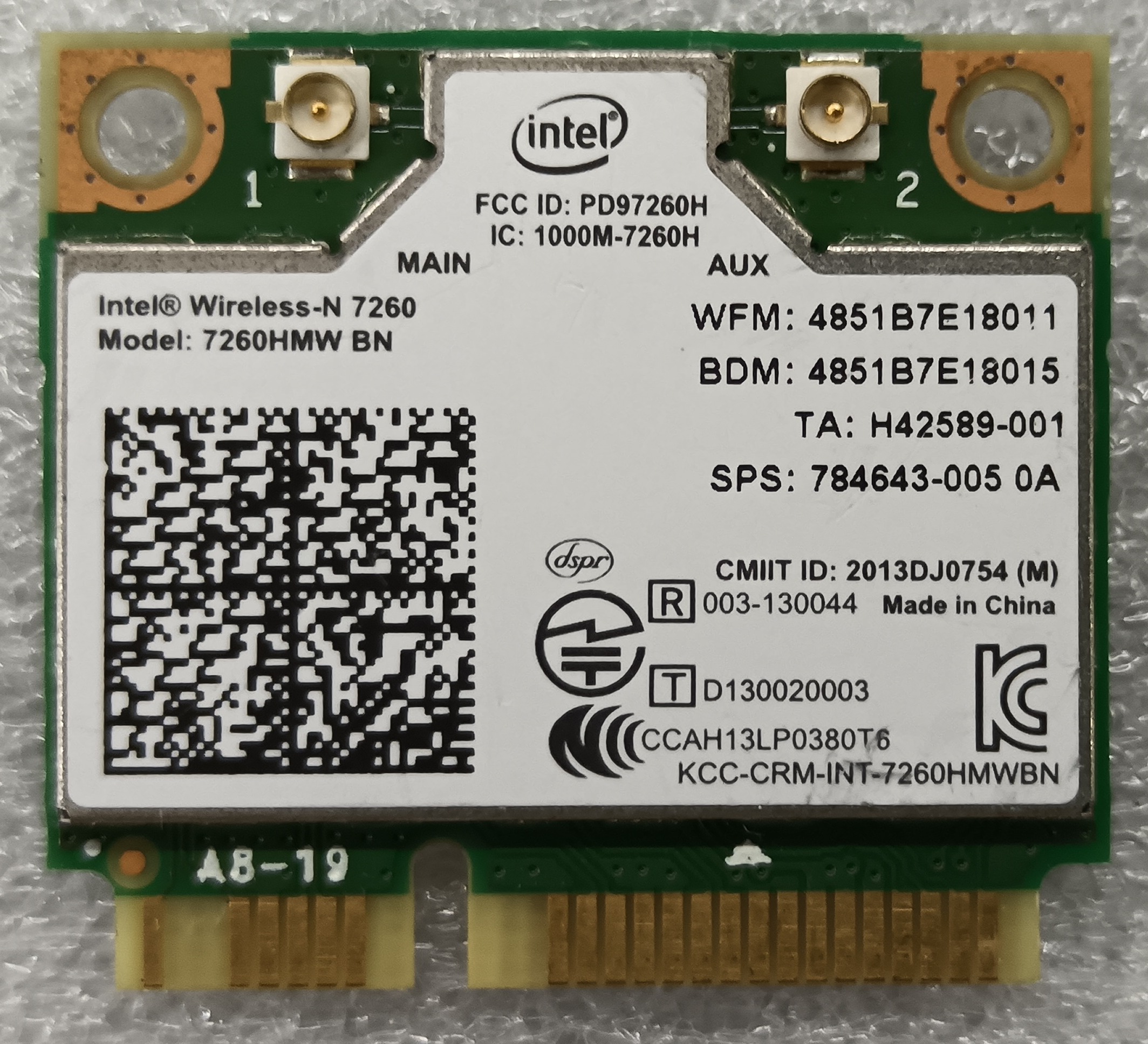 کارت شبکه اینتل مدل Intel Wireless-N 7260HMW