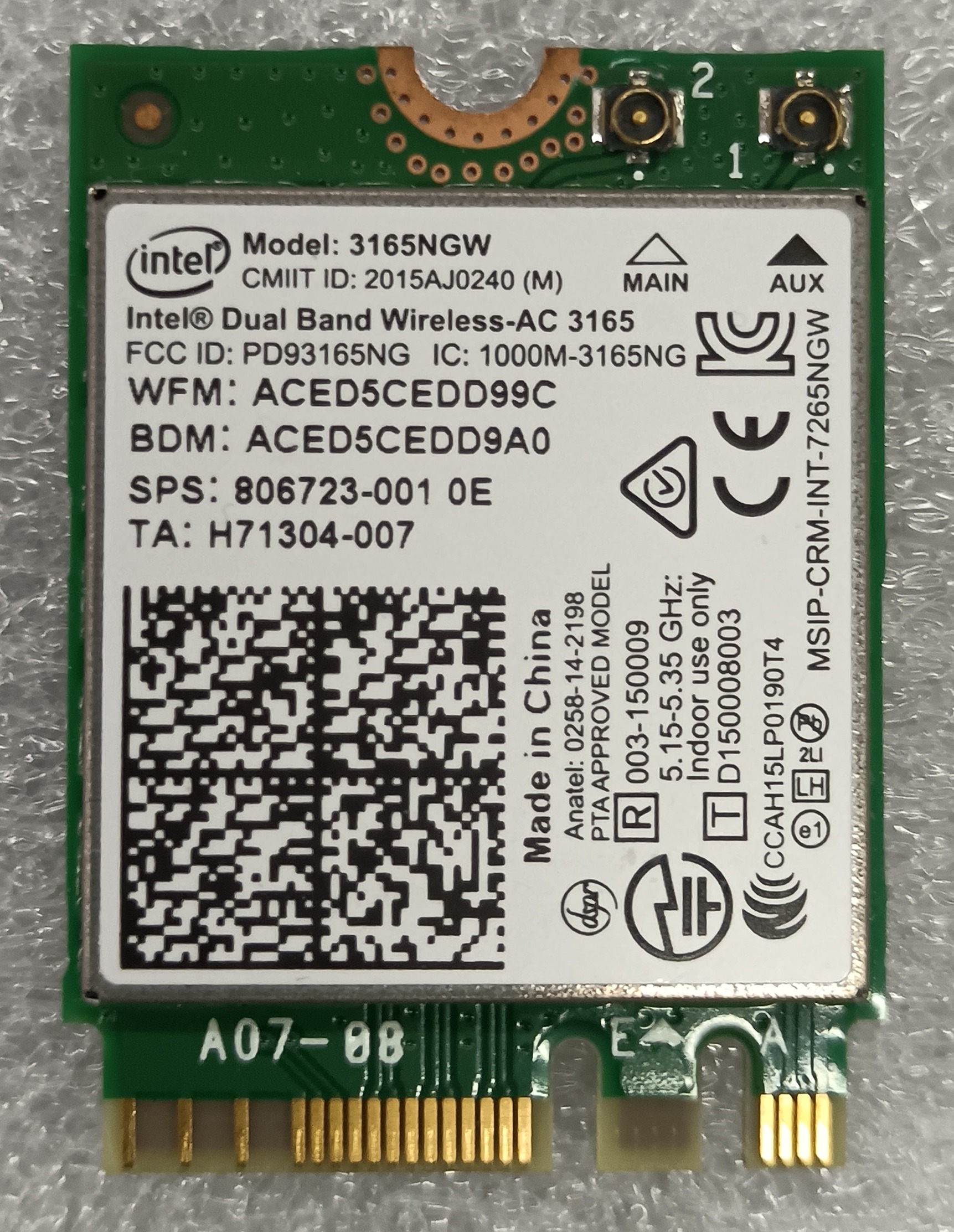 کارت شبکه اینتل مدل AC-3165