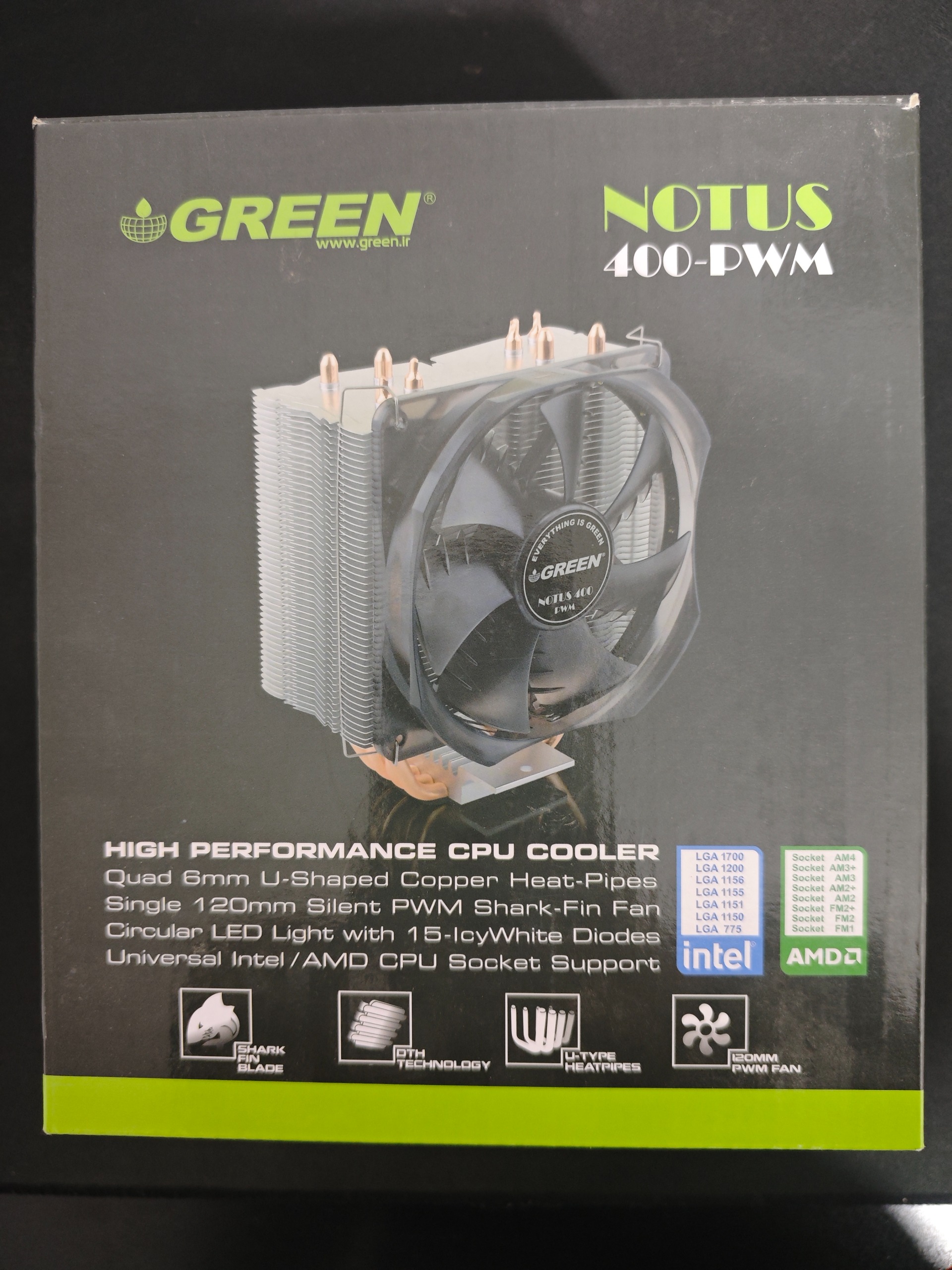 فن خنک کننده گرین Green Notus 400 PWM