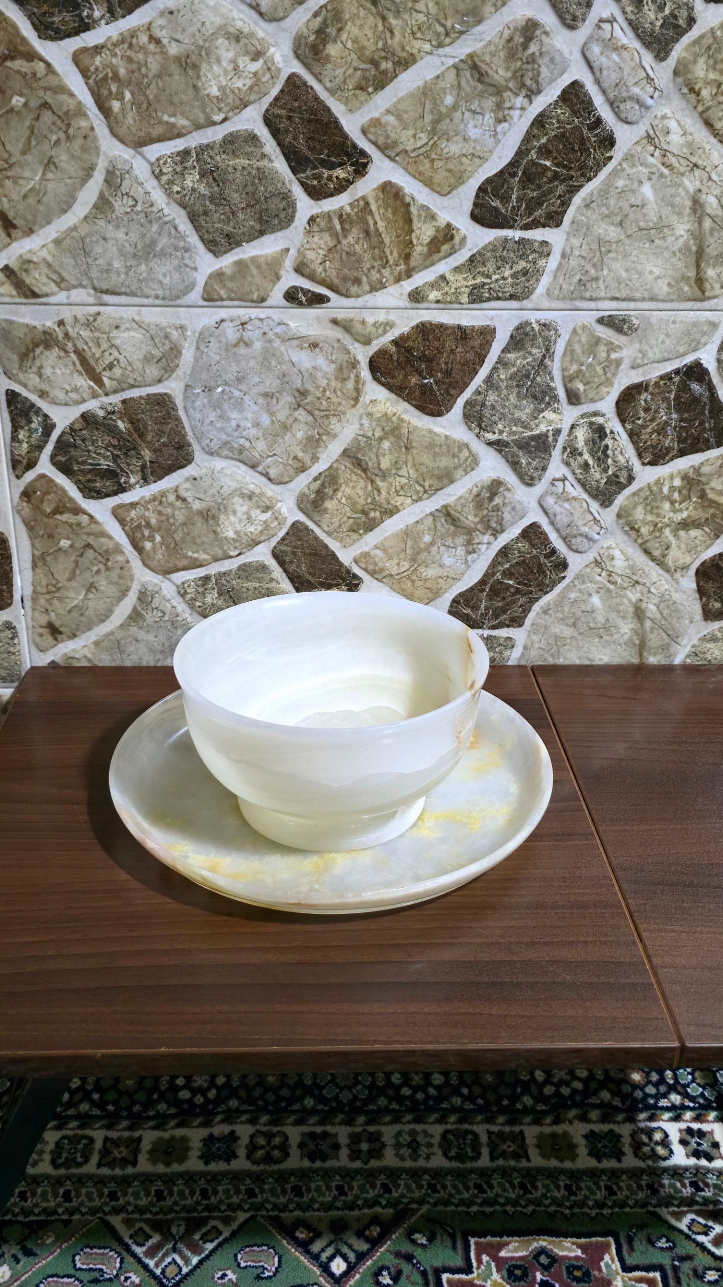 سِت کاسه بشقاب سنگی مرمر