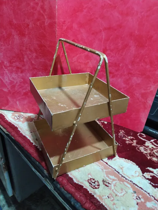 قفسه دوطبقه رومیزی فلزی کوچک