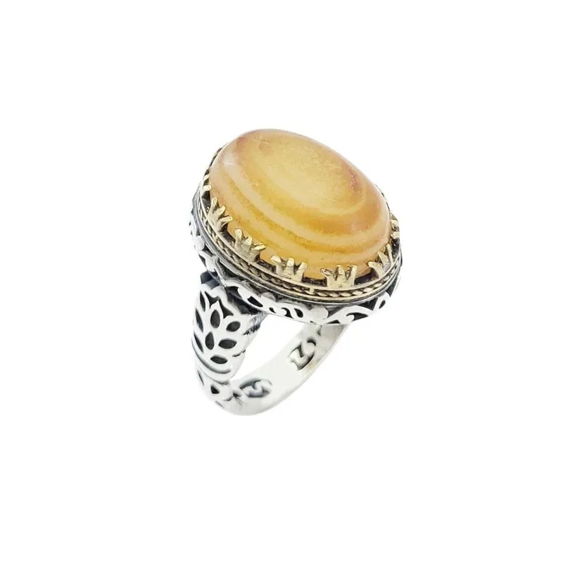 انگشتر نقره مردانه عقیق سه پوست کد 34854