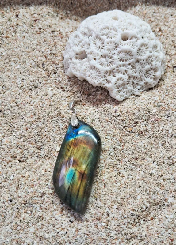 آویز نقره لابرادوریت کد 489 E