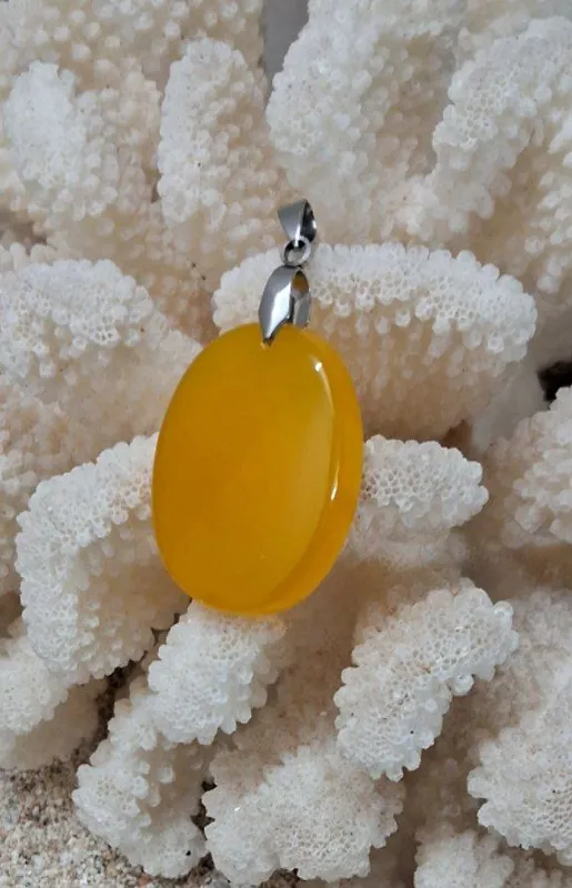 آویز عقیق زرد طرح بیضی کد 408 E