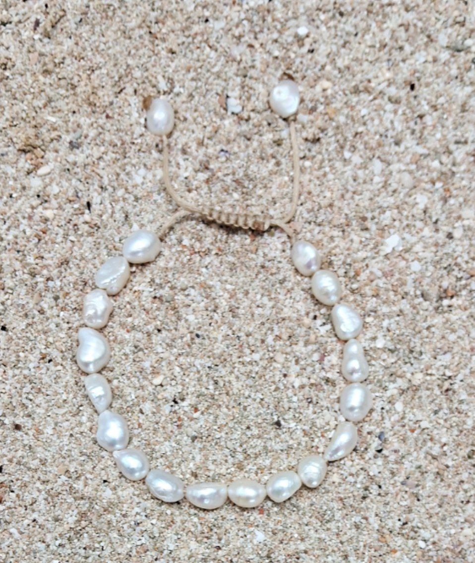 دستبند صدف مروارید طبیعی باروک کد 521 E