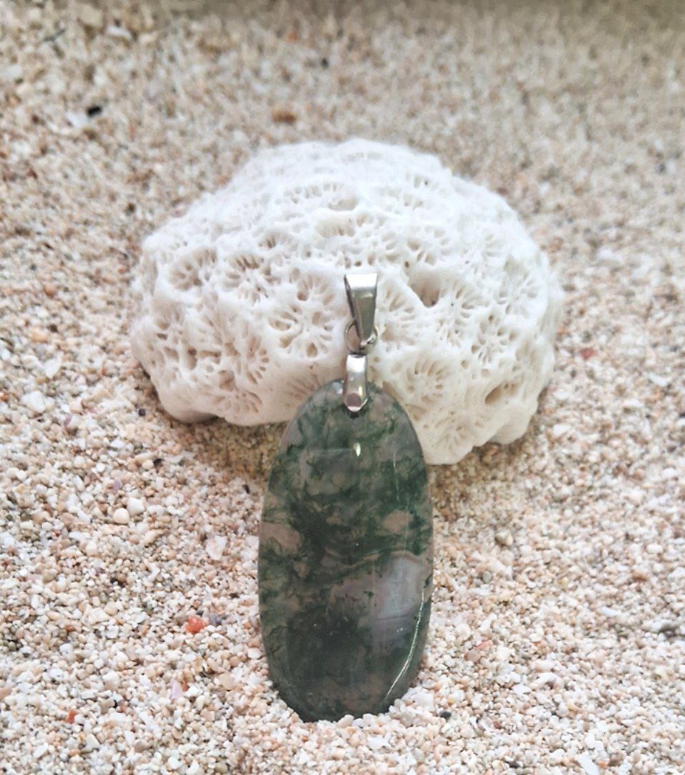 آویز عقیق منظره، شجر یا خزه ای کد 523 E