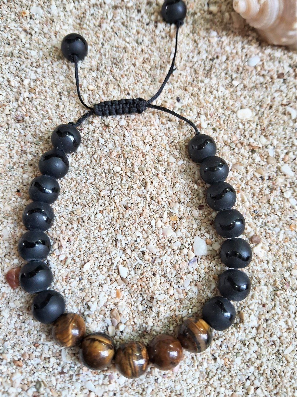 دستبند فری سایز چشم ببر طلایی و اونیکس طرحدار