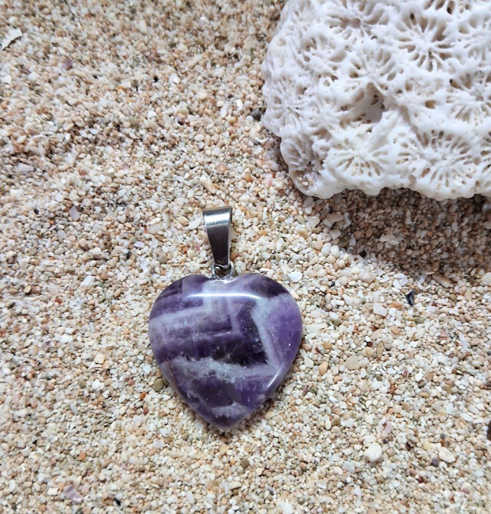 آویز آمیتیست طرح قلب کد 544 E