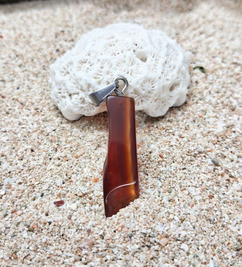 آویز عقیق سرخ طبیعی کد 465 E