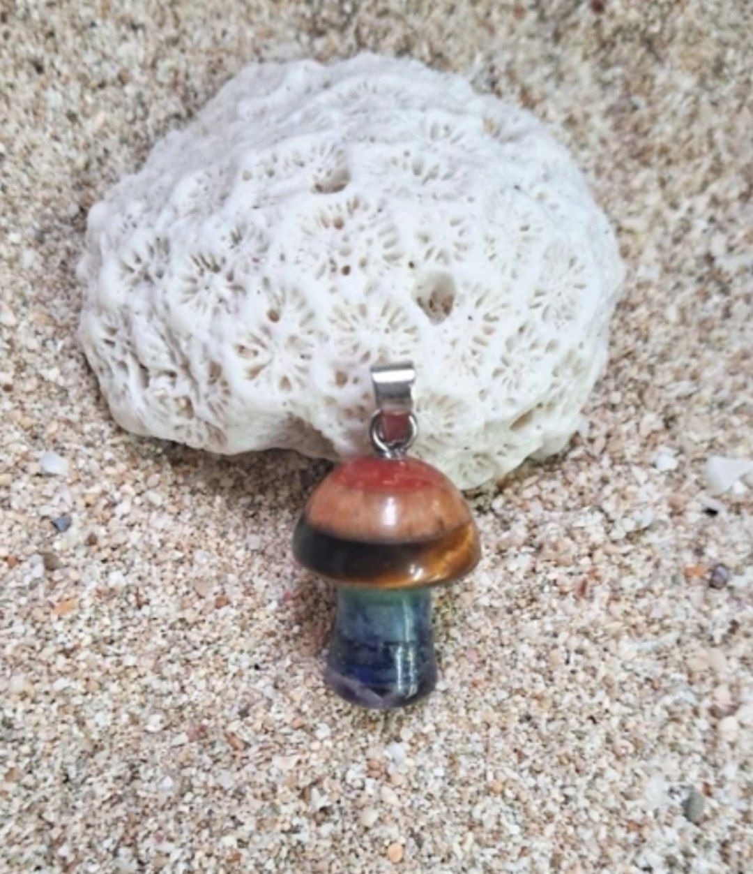 آویز سنگ طبیعی طرح قارچ کد 477 E