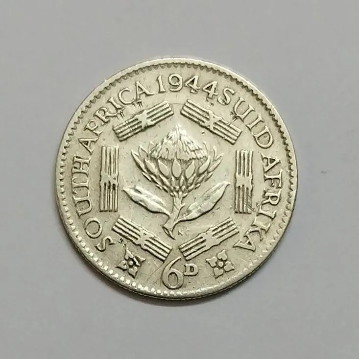 سکه نقره شش پنس جرج ششم آفریقای جنوبی 1944