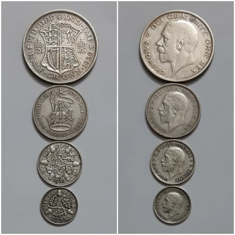 ست نقره سکه های جرج پنجم انگلیس