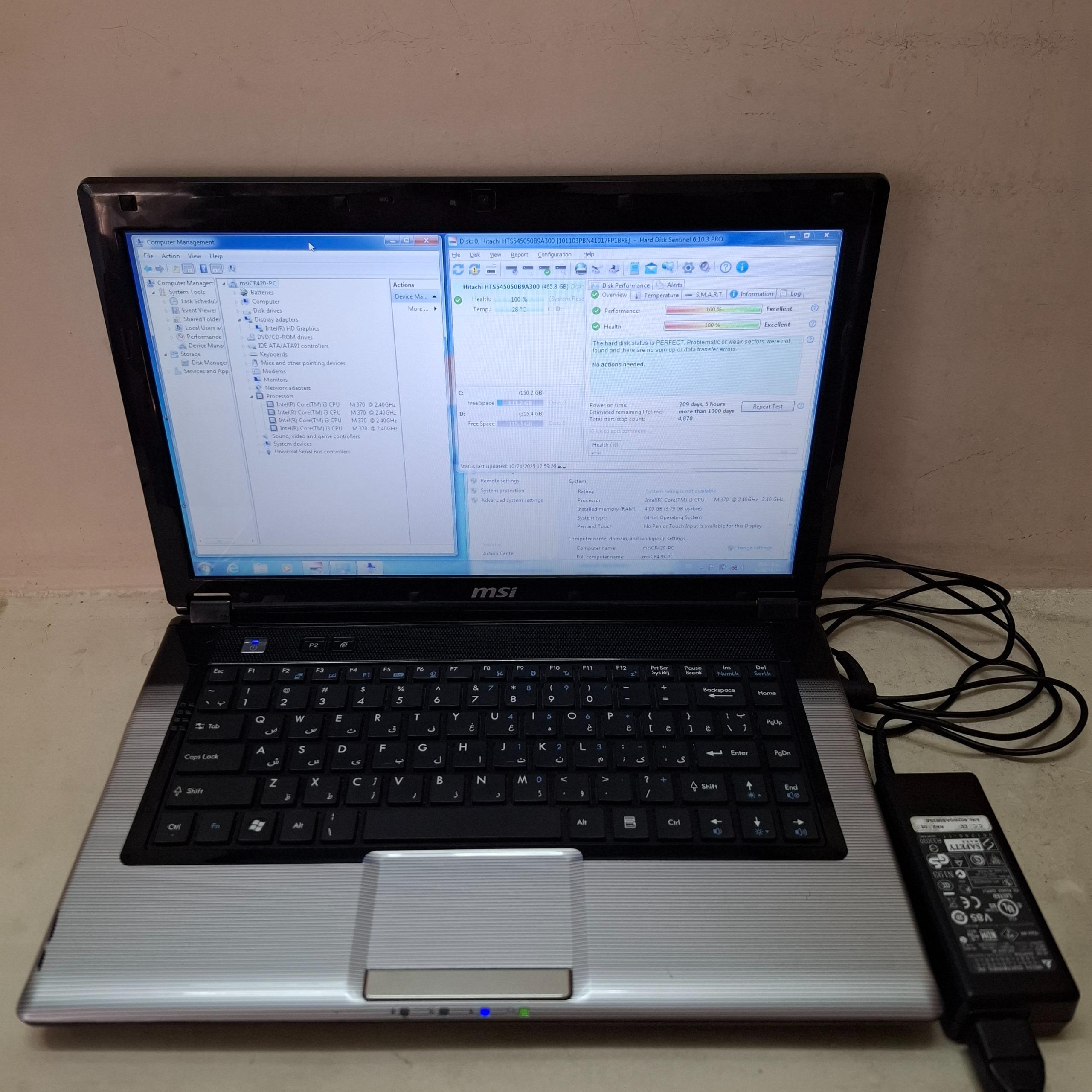 لپ تاپ 14 اینچ MSI CR420 نسل یک i3