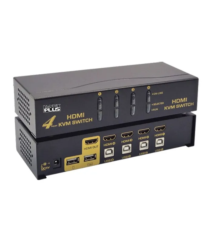 کی وی ام سوییچ 4 پورت HDMI KVM کی نت پلاس KPH624