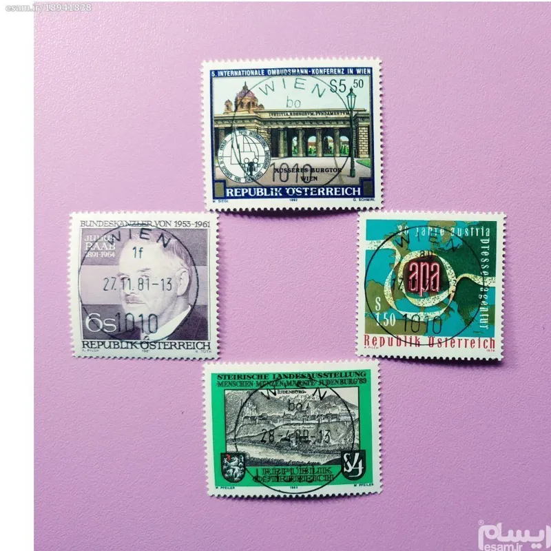 4 عدد تمبر زیبا،قدیمی و بسیار کمیاب کشور اتریش