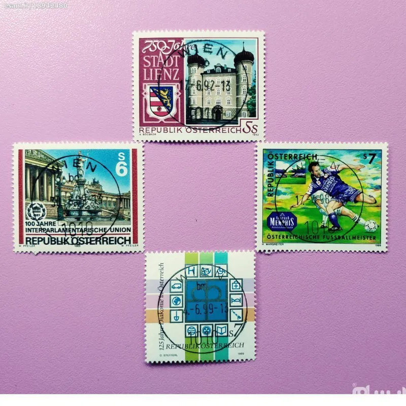 4 عدد تمبر زیبا،قدیمی و بسیار کمیاب کشور اتریش