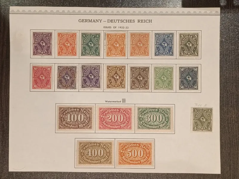 سری کامل تمبر رایش سوم (سال 1922)