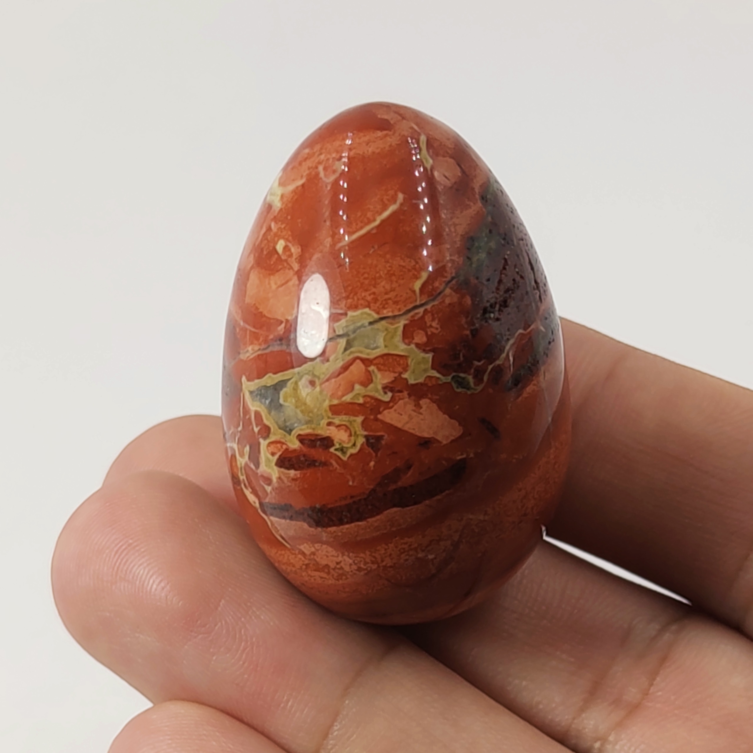 سنگ جاسپر قرمز معدنی و طبیعی (تراش تخم مرغ)