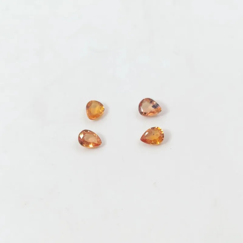 پک 4 عددی یاقوت نارنجی آنهیت تانزانیا جهت گوشواره