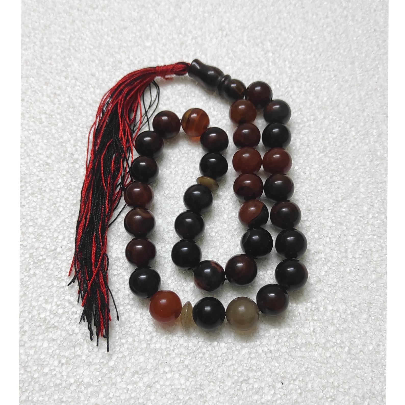 سنگ اصلی عقیق در تسبیح عقیق دانه درشت وزیبا