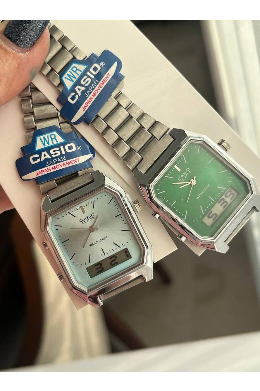 ساعت کاسیو دو زمانه رنگ سبز (آکبند)