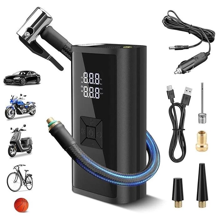 پمپ باد شارژی چراغ دار پاوربانک فول پک مدل XYJ