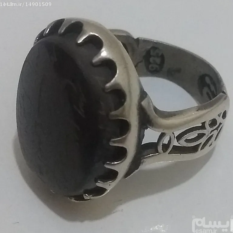 انگشتر نفیس و ارزشمند حدید خطی اصلی بارکاب نقره