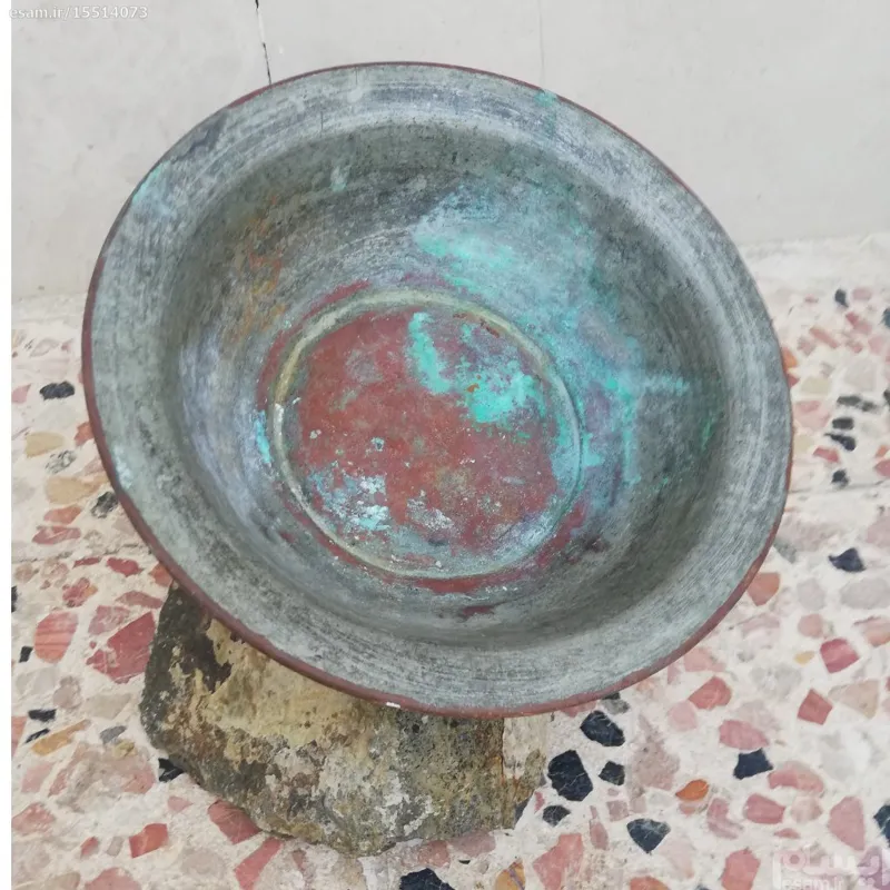 طاس حمام قدیمی مسی آنتیک ، سالم و بکر،