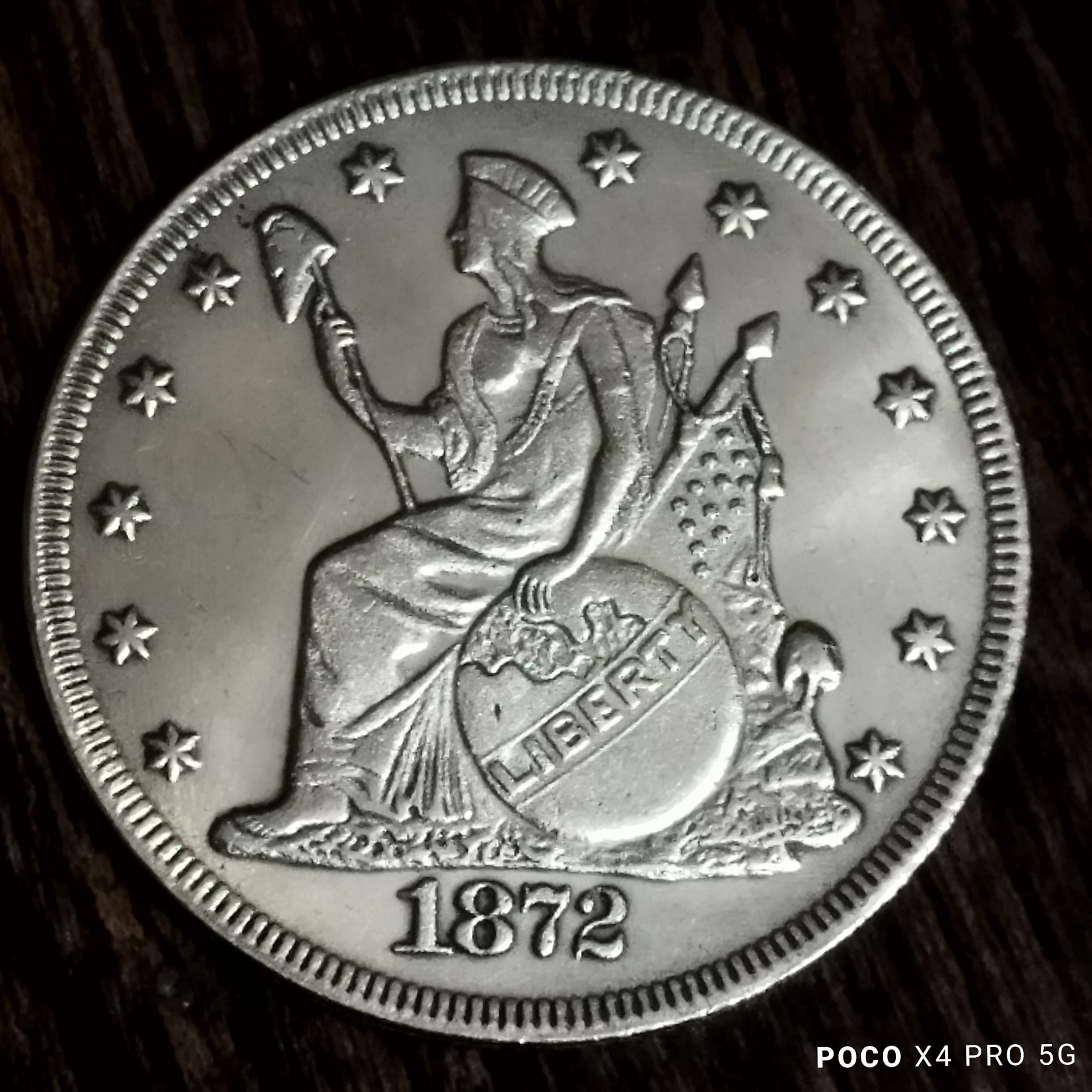 سکه روکش نقره از کشور آمریکا با تاریخ 1872 میلادی